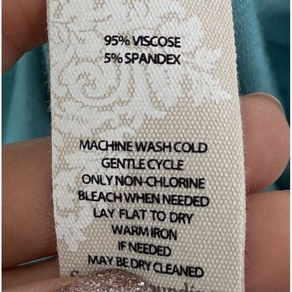 Soft Surroundings Sz S Slub Knit A Line Swing Top Blouse V Neck Womens Teal - Picture 8 of 9